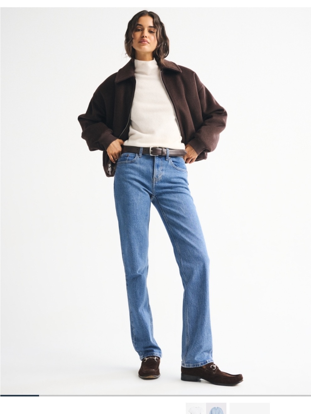 Abercrombie & Fitch Women's Straight Leg Jeans in Classic Blue